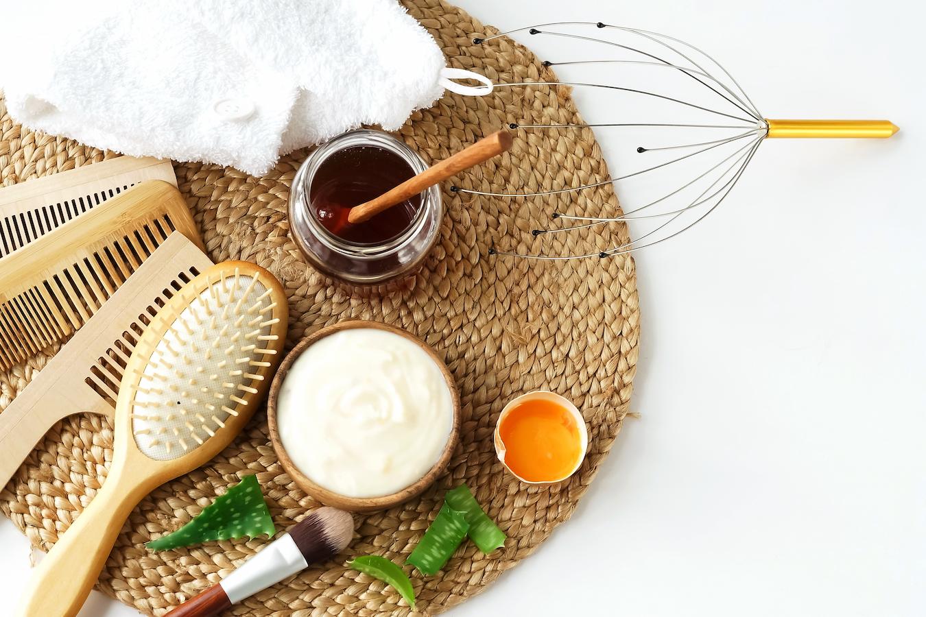 A hair mask can include essential oils as well as jojoba oil