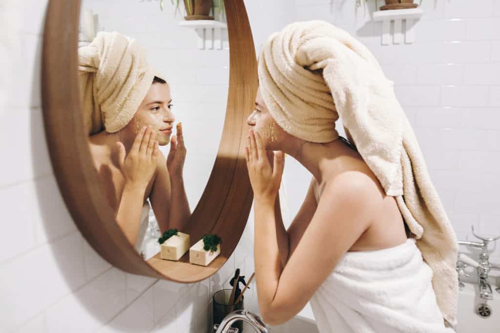 A scrub can help heal dry skin and peeling dry patches